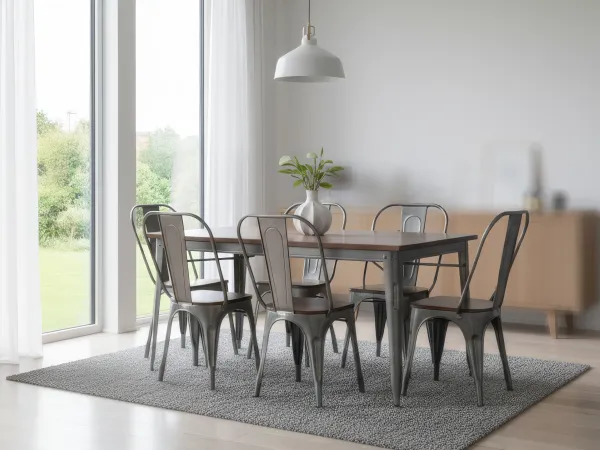 Daisy 6 Seater Dining Set in Dark Grey Color